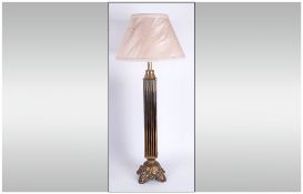 A Vintage Brass Column Table Lamp. Height 25 Inches.