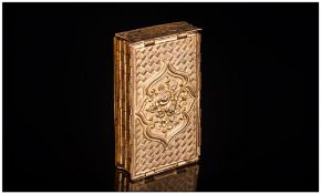 Gilt Brass Avery Needle Case, rectangular, six-fold concertina type, the front and back with a