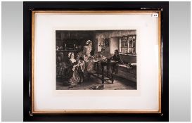 Pencil Signed Etching After Margaret Isabel Dicksee (1858-1903) Depicting Women & Children In A