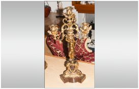 Fine Quality Antique French Ormalu And Marble Candleabra, The central column in the form of a