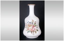 French Opaline Glass Shaped Scent Bottle Decorated To The Body In Coloured Enamels With A Floral