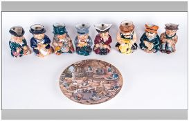 Collection Of Eight Roy Kirkham Toby Jugs Together with a Pendelfin Rabbit Cabinet Plate