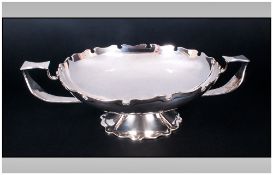 Edward VII Fine Two Handle Pedestal Bowl with Turret Border and Fancy Shaped Base In The Arts and