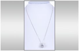 Ladies Fine Handmade 18ct White Gold Set Tahitian Pearl & Diamond Pendant Drop Fitted to a 18ct