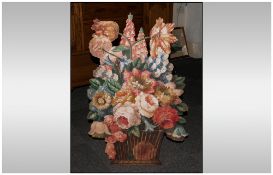 A 1930's Painted and Shaped Floral Decorated Floor Screen In the Dutch style and measuring 40