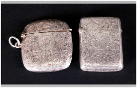 Victorian Silver Hinged Vesta Case with Chased Decoration. Hallmark Birmingham 1899, 1.