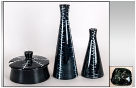 Midwinter Clayburn Factory Jessie Tait Design - 4 Piece Cruet Set, with Black and White Squiggle