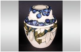 Moorcroft Lidded Ginger Jar 'Juneberry' Design, designer Anji Davenport, Date 2000. 6.25'' in