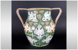 Rare Wedgwood Painted Arts & Crafts Pottery Two Handled Vase, finely decorated with the vine and