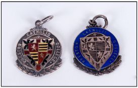 Preston Silver & Enamel Cased Catholic College Medallions, 1920's