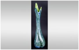 Murano Studio Art Tall Vase. Blue and Green Colour. c.1970's. Excellent Condition. Height 16.