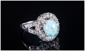 Larimar and White Topaz Ring, a 2.