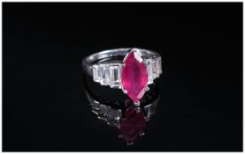 Ruby and White Topaz Art Deco Style Ring, a 3.
