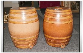 Doulton & Co Lambeth  Large Pair Of Stoneware Spirit Barrels/Caskets. Circa 1850's. Each 19.