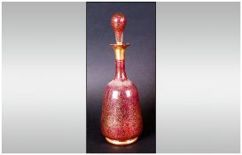 Bohemian Ruby & Gold Large Perfume Bottle Circa 1880's. Stands 8.5" in height.