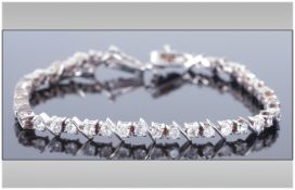 Silver Tennis Bracelet Set With Round Cut CZ Stones,