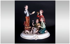 Capodimonte Early Signed Group Figure ' Boys Band ' Signed Cappe. Stands 9.5 Inches High.