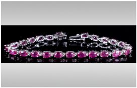 Ruby Tennis Bracelet, 18cts of rubies with a deep fuchsia pink undertone,