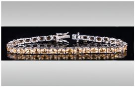Citrine Tennis Bracelet, 11cts of Brazilian mined citrine, known as the 'sunshine stone', oval cut,