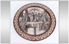Mettlach/Villeroy & Boch Very Fine Hand Finished Circular Wall Plaque depicts the coronation of