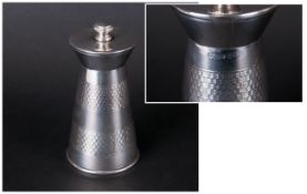 Retro Silver Pepper mill In The Form of a Milk Churn. Hallmark Birmingham 1965. Excellent Condition.