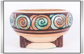 Royal Cauldon Pottery Art Deco Bowl tube lined spiral decoration to the body on a footed type base.