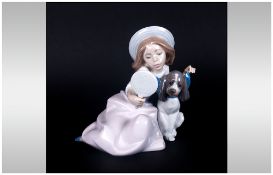 Lladro Figure ' Who's The Fairest ' Girl with Dog. Model Num 5468. Issued 1988-2001.