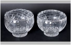 A Pair of Good Quality Cut Crystal Rose Bowls. Each Standing 4.5 Inches High, 4.