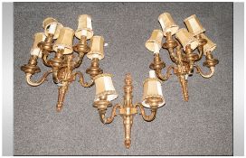 A Fine Pair Of Ormalu Five Branch Wall Lights In The French Style with shaped branches with candle