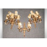 A Fine Pair Of Ormalu Five Branch Wall Lights In The French Style with shaped branches with candle