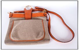 Brics Designer Leather Handbag with Tan Leather Shoulder Strap and Interior and Exterior Zipped