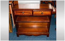 Mahogany Inlaid Bookcase with open shelves. With two drawers above, in the Sheraton style.