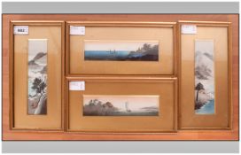 Four Small Japanese Watercolours, signed. All Framed & Behind Glass.