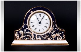 Wedgwood Ceramic Cornucopia Quartz Mantel Clock. Excellent Condition. 4.5 Inches High.
