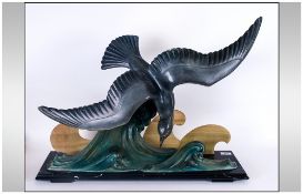 A French Art Deco Figure of a Stylised and Impressive Flying Seagull of Large Proportions.