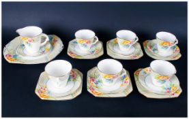 Royal Standard China 37 Piece Tea Service, Comprises 11 Trios, Milk Jug and Sugar Bowl,