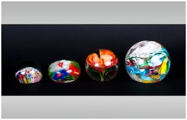 Strathearn Millefiori 1960's Small Glass Paperweights with Label to Base.