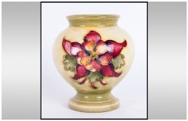 Moorcroft Nice Quality Small Vase 'Orchids' Pattern On Pale Lime Ground,