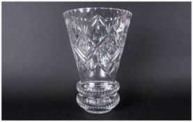 A Fine Cut Crystal and Heavy Vase. 10 Inches High. Pristine Condition.