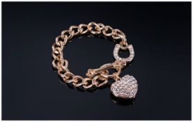 Crystal Heart and Horseshoe Chain Bracelet