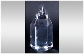 Hoya Crystal - Faceted Pencil Paperweight. Stands 5.25 Inches High, Mint Condition with Original