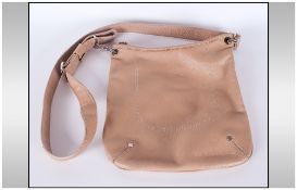 Longchamp 1948 - Designer Leather Hand Shoulder Bag. Beige Colour way and Chrome Furniture.