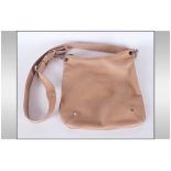 Longchamp 1948 - Designer Leather Hand Shoulder Bag. Beige Colour way and Chrome Furniture.