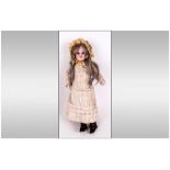 Armand Marseille Bisque Headed Doll with Brown Sleeping Eyes, Blonde Wig and Composition Body with