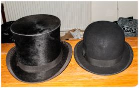 Dunn & Co Hat Makers Bowler Hat together with top hat.