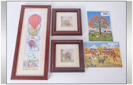 Framed Print By Anne Webster Together With 2 Villeroy & Boch Painted Plaques And Two Small Framed