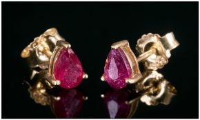 Ruby Pear Cut Stud Earrings, a total of 1.25cts of rubies, pear cut and set in 14ct gold vermeil and