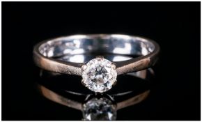Ladies 18ct White Gold Diamond Ring Set with A Round Cut Single Stone Diamond, Estimated Diamond