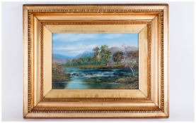 In The Manner of William Mellor - Titled ' River Derwent ' Lake District Oil on Canvas. Signed and