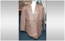 David Conrad Pale Brown Leather Full Length Coat, fully lined. Button Fastening